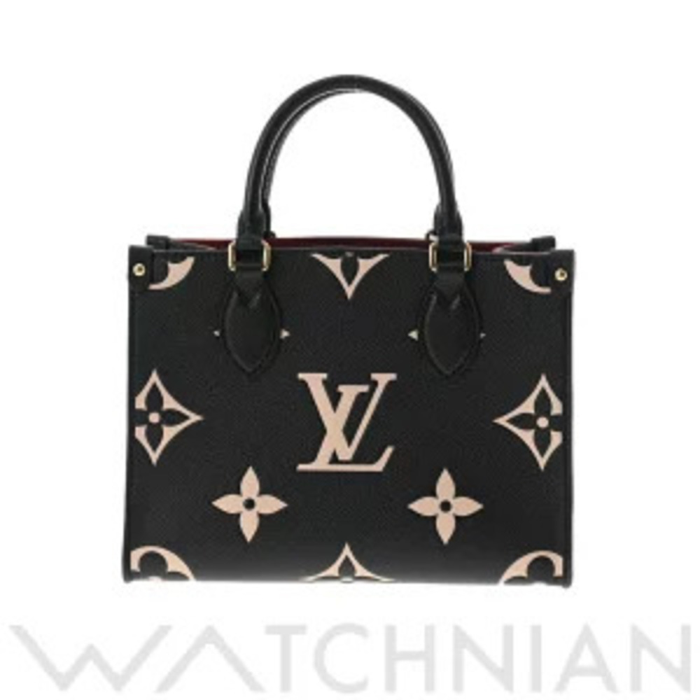 Louis Vuitton Monogram Empreinte OnTheGo Bicolor Black Beige Leather Handbag
